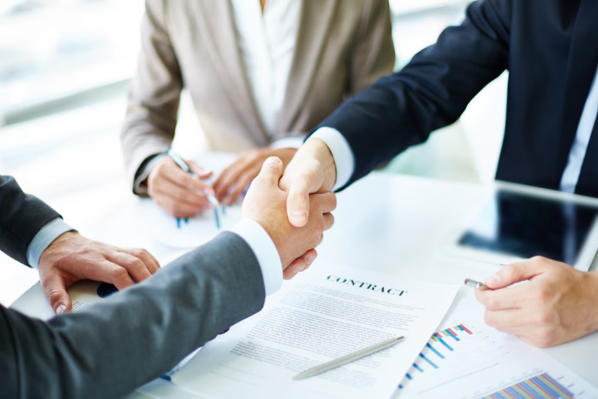 Shareholders are handshaking